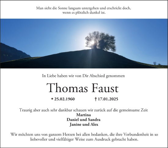 Traueranzeige von Thomas Faust von Bergsträßer Anzeiger