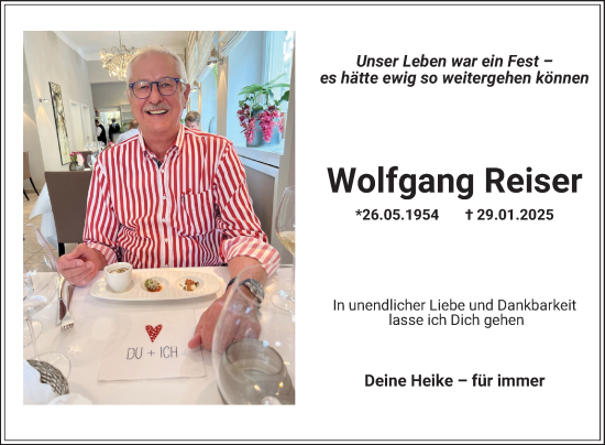Traueranzeige von Wolfgang Reiser von Mannheimer Morgen