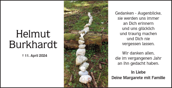 Traueranzeige von Helmut Burkhardt von Mannheimer Morgen