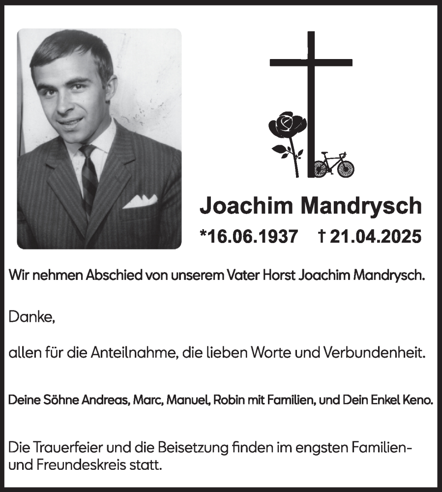  Traueranzeige für Horst Joachim Mandrysch vom 26.04.2025 aus Bergsträßer Anzeiger