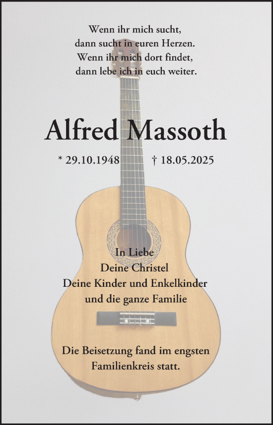 Traueranzeige von Alfred Massoth von Bergsträßer Anzeiger
