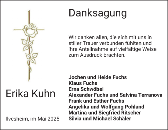 Traueranzeige von Erika Kuhn von Mannheimer Morgen