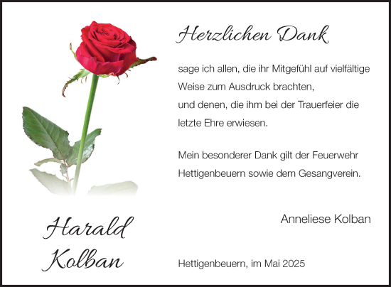 Traueranzeige von Harald Kolban von Fränkische Nachrichten