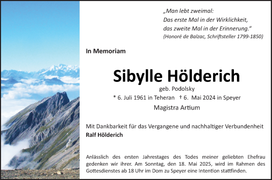 Traueranzeige von Sibylle Hölderich von Mannheimer Morgen