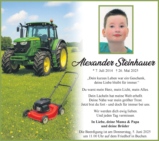Traueranzeige von Alexander Steinhauer von Fränkische Nachrichten