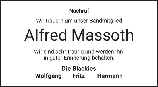Traueranzeige von Alfred Massoth von Bergsträßer Anzeiger