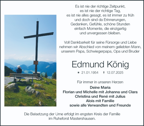 Traueranzeige von Edmund König von Mannheimer Morgen