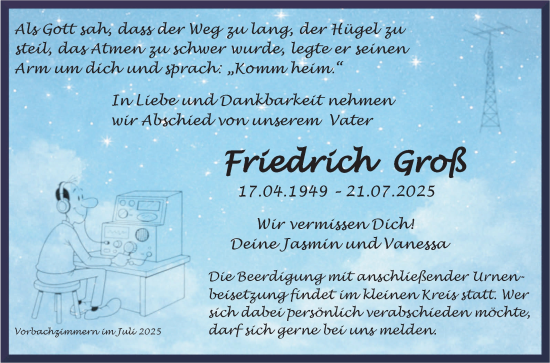 Traueranzeige von Friedrich Groß von Fränkische Nachrichten