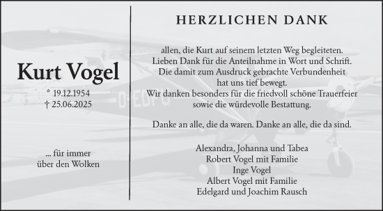 Traueranzeige von Kurt Vogel von Fränkische Nachrichten