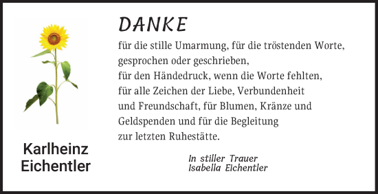 Traueranzeige von Karlheinz Eichentler von Mannheimer Morgen