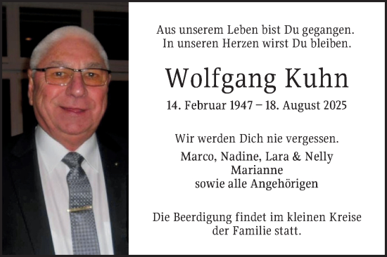 Traueranzeige von Wolfgang Kuhn von Mannheimer Morgen