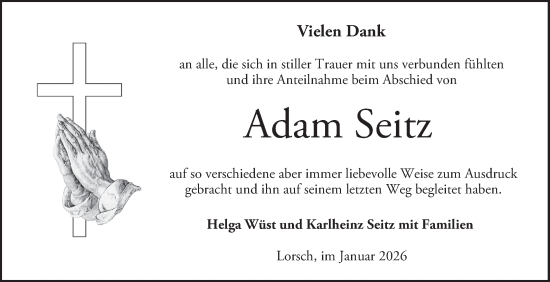 Traueranzeige von Adam Seitz von Bergsträßer Anzeiger