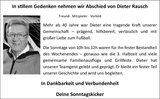 Traueranzeige von Dieter Rausch von Bergsträßer Anzeiger