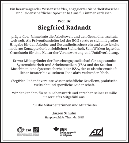 Traueranzeige von Siegfried Radandt von Schwetzinger Zeitung