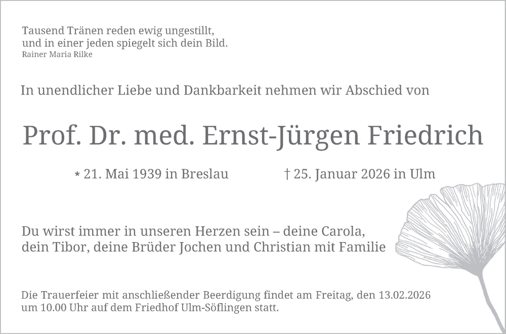  Traueranzeige für Ernst-Jürgen Friedrich vom 07.02.2026 aus Bergsträßer Anzeiger